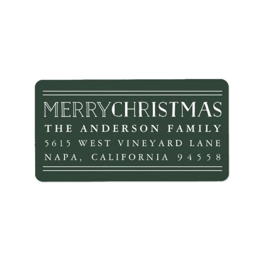 Vrolijk kerstfeest | Hunter Green Return-adres Etiket (Voorkant)