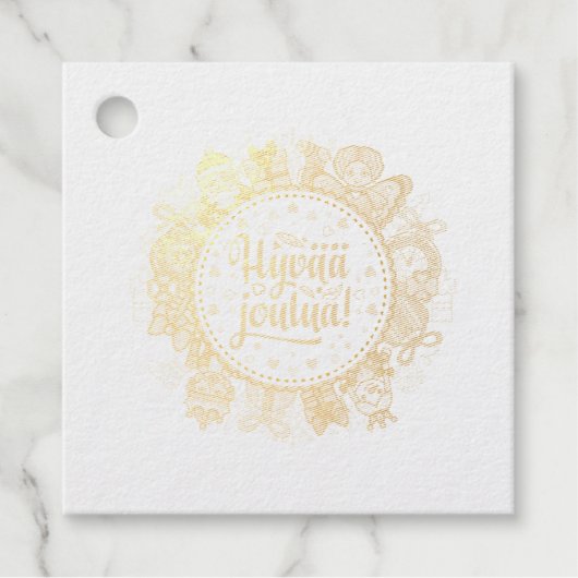 Vrolijk kerstfeest Hyvää joulua Fins cadeau label  (Voorkant)