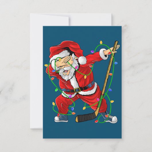 Vrolijk kerstfeest Ice Hockey Dabbing Santa Claus Bedankkaart (Voorkant)