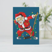 Vrolijk kerstfeest Ice Hockey Dabbing Santa Claus Bedankkaart (Staand voorkant)