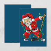 Vrolijk kerstfeest Ice Hockey Dabbing Santa Claus Bedankkaart (Voorkant / Achterkant)