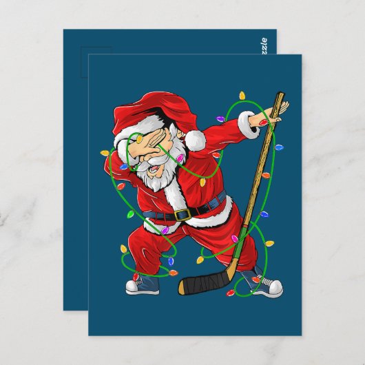 Vrolijk kerstfeest Ice Hockey Dabbing Santa Claus Briefkaart (Voorkant / Achterkant)
