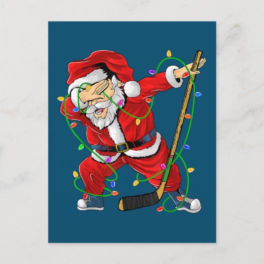 Vrolijk kerstfeest Ice Hockey Dabbing Santa Claus Briefkaart (Voorkant)