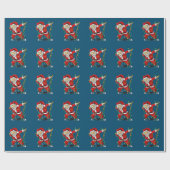 Vrolijk kerstfeest Ice Hockey Dabbing Santa Claus Cadeaupapier (Vlak)