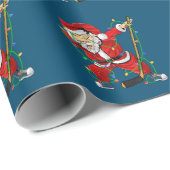 Vrolijk kerstfeest Ice Hockey Dabbing Santa Claus Cadeaupapier (Rol Hoek)