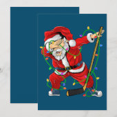 Vrolijk kerstfeest Ice Hockey Dabbing Santa Claus Feestdagenkaart (Voorkant / Achterkant)