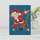 Vrolijk kerstfeest Ice Hockey Dabbing Santa Claus Kaart (Staand voorkant)