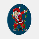 Vrolijk kerstfeest Ice Hockey Dabbing Santa Claus Keramisch Ornament (Rechts)