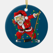 Vrolijk kerstfeest Ice Hockey Dabbing Santa Claus Keramisch Ornament (Voorkant)