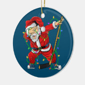Vrolijk kerstfeest Ice Hockey Dabbing Santa Claus Keramisch Ornament (Links)