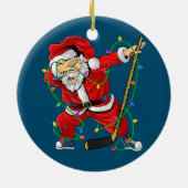Vrolijk kerstfeest Ice Hockey Dabbing Santa Claus Keramisch Ornament (Achterkant)