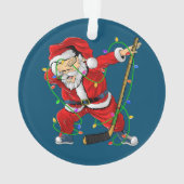 Vrolijk kerstfeest Ice Hockey Dabbing Santa Claus Ornament (achterkant)