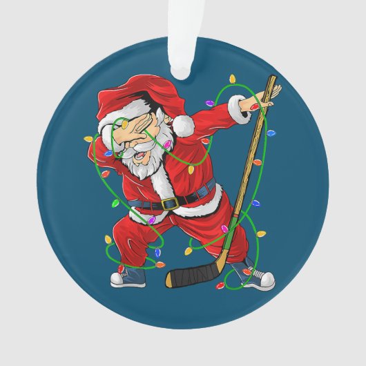Vrolijk kerstfeest Ice Hockey Dabbing Santa Claus Ornament (voorkant)