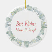 Vrolijk kerstfeest Ice Skating Deer in de winter Keramisch Ornament (Achterkant)