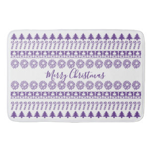 Vrolijk kerstfeest Iconic Pattern Paars/White Badmat