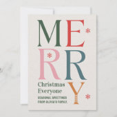 Vrolijk Kerstfeest Iedereen Feestelijke Retro Typo Kaart (Voorkant)
