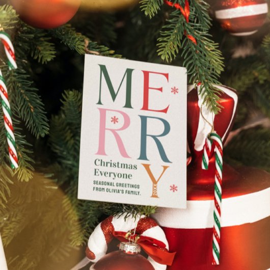 Vrolijk Kerstfeest Iedereen Feestelijke Retro Typo Kaart