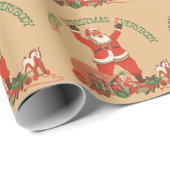 Vrolijk kerstfeest, iedereen! kerstman cadeaupapier (Rol Hoek)