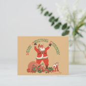 Vrolijk kerstfeest, iedereen! kerstman feestdagenkaart (Staand voorkant)