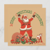 Vrolijk kerstfeest, iedereen!  kerstman feestdagenkaart (Voorkant / Achterkant)