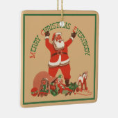 Vrolijk kerstfeest, iedereen!  kerstman keramisch ornament (Rechts)