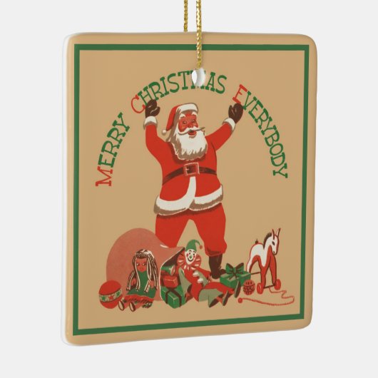 Vrolijk kerstfeest, iedereen!  kerstman keramisch ornament (Rechts)