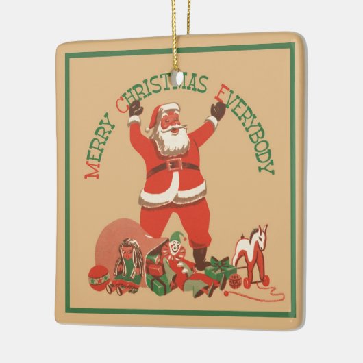 Vrolijk kerstfeest, iedereen!  kerstman keramisch ornament (Links)