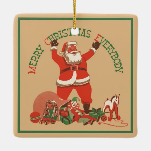 Vrolijk kerstfeest, iedereen!  kerstman keramisch ornament (Achterkant)