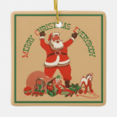Vrolijk kerstfeest, iedereen! kerstman keramisch ornament (Voorkant)