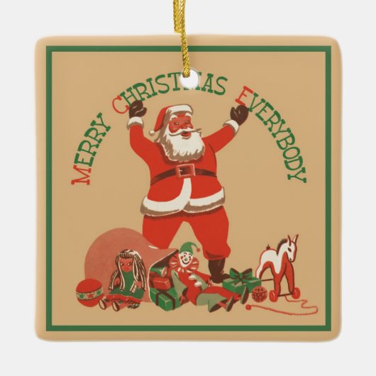 Vrolijk kerstfeest, iedereen!  kerstman keramisch ornament (Voorkant)