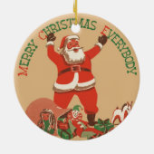 Vrolijk kerstfeest, iedereen!  kerstman keramisch ornament (Achterkant)