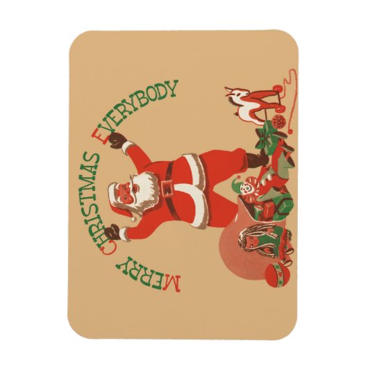 Vrolijk kerstfeest, iedereen!  kerstman magneet (Verticaal)
