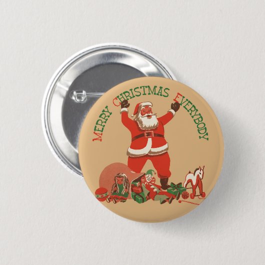 Vrolijk kerstfeest, iedereen! kerstman ronde button 5,7 cm (Voorkant /achterkant)