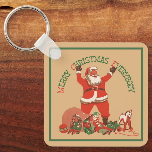 Vrolijk kerstfeest, iedereen!  kerstman sleutelhanger (Voorkant)