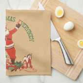 Vrolijk kerstfeest, iedereen! kerstman theedoek (Quarter Fold)