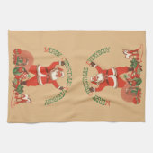 Vrolijk kerstfeest, iedereen! kerstman theedoek (Horizontaal)