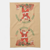 Vrolijk kerstfeest, iedereen! kerstman theedoek (Verticaal)