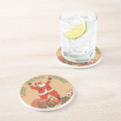 Vrolijk kerstfeest, iedereen! kerstman zandsteen onderzetter (Zijkant)