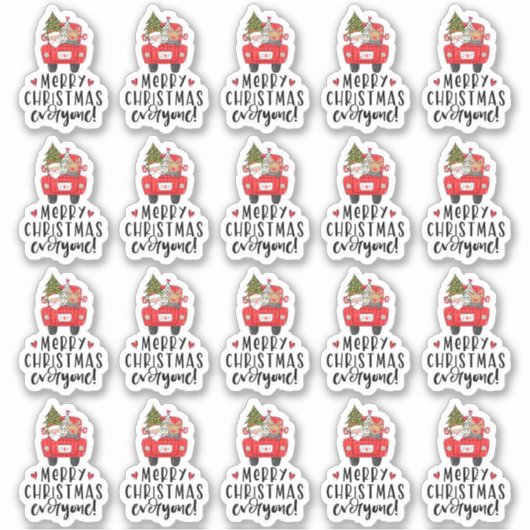 Vrolijk kerstfeest iedereen met de kerstman sticker (Voorkant)