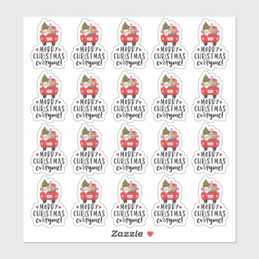 Vrolijk kerstfeest iedereen met de kerstman sticker (Vel)