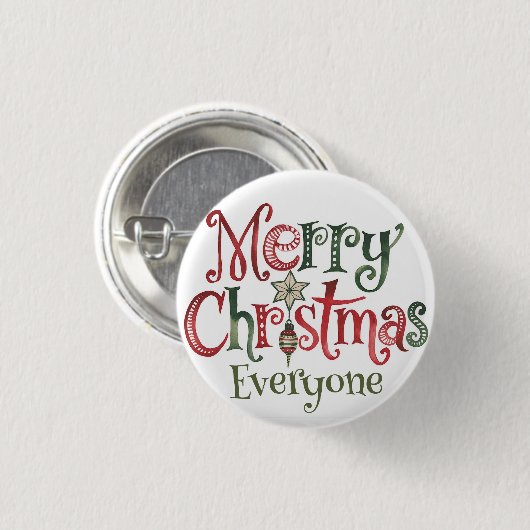 Vrolijk kerstfeest iedereen ronde button 3,2 cm (Voorkant /achterkant)