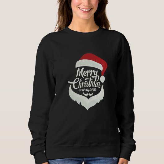 Vrolijk Kerstfeest Iedereen - Santa Hat & Beard Trui (Voorkant)