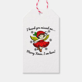 Vrolijk kerstfeest, ik ben hier cadeaulabel