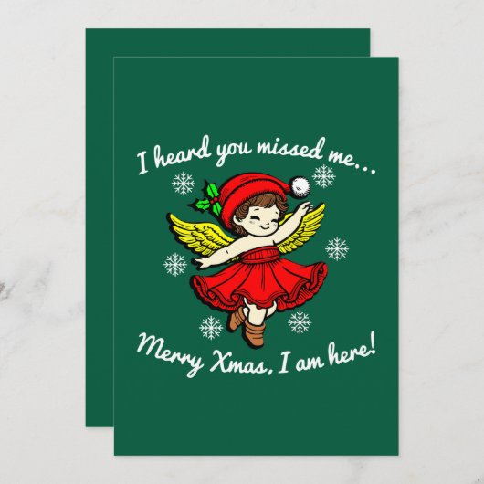 Vrolijk kerstfeest, ik ben hier feestdagenkaart (Voorkant / Achterkant)