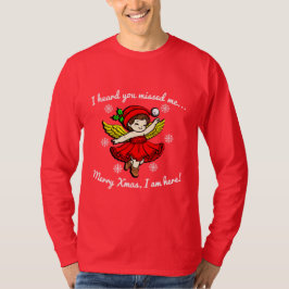 Vrolijk kerstfeest Ik ben hier met lange mouwen T-shirt