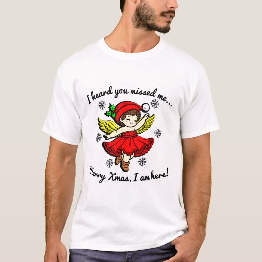 Vrolijk kerstfeest, ik ben hier t-shirt (Voorkant)