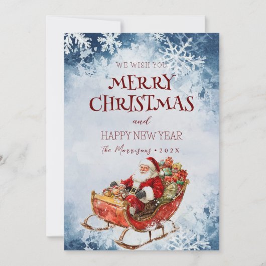 Vrolijk kerstfeest Ik Gelukkig Nieuwjaar Kerstman  Feestdagenkaart (Voorkant)