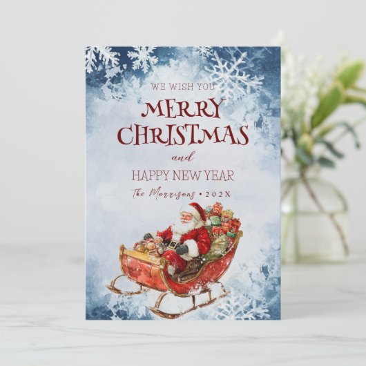 Vrolijk kerstfeest Ik Gelukkig Nieuwjaar Kerstman  Feestdagenkaart (Staand voorkant)