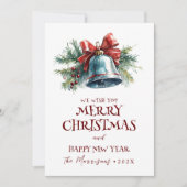 Vrolijk kerstfeest Ik Gelukkig Nieuwjaar Pine Bell Feestdagenkaart (Voorkant)