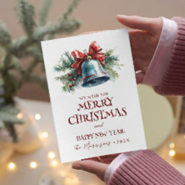 Vrolijk kerstfeest Ik Gelukkig Nieuwjaar Pine Bell Feestdagenkaart